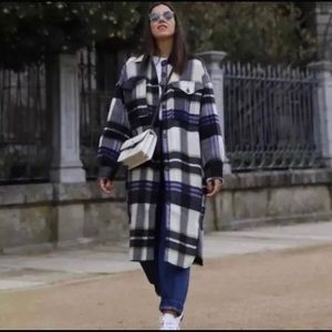 ZARA NWT HOODED PLAID OVERSHIRT
